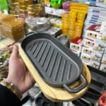 Cast Iron Sizzler Plate with Wooden Base