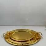 3-Piece Golden Round Trays Set - Alternate View