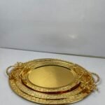 3-Piece Mirror Trays Set - Golden & Silver