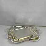 3-Piece Silver Mirror Rectangular Trays Set - Alternate View