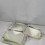 3-Piece Silver Mirror Rectangular Trays Set