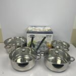 Lot Imported BergHome-Line 8 Piece Stainless Steel Cookware Set