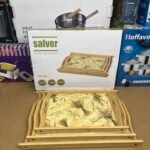 Set of 3 Wooden Trays with Decorations - 3 Different sizes