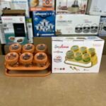 6 Pcs Spice Zone Jar Set with Tray – Transparent Plastic Masala Box for Kitchen Storage