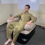 Inflatable Sofa Bed, Stable Dual-use Inflatable Sofa Bed, Multifunctional PVC Flocked Portable for Camping - Alternate View